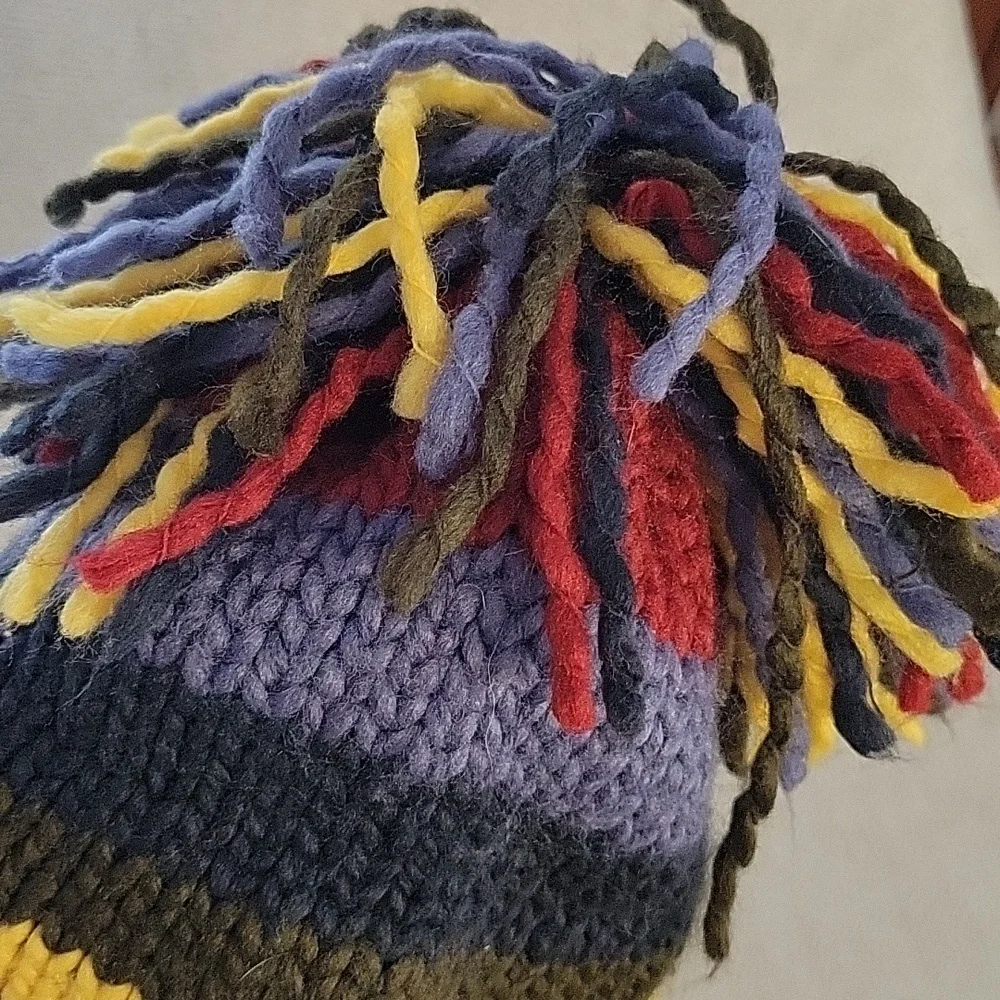 Colorful Striped Kids Pom-Pom Beanie